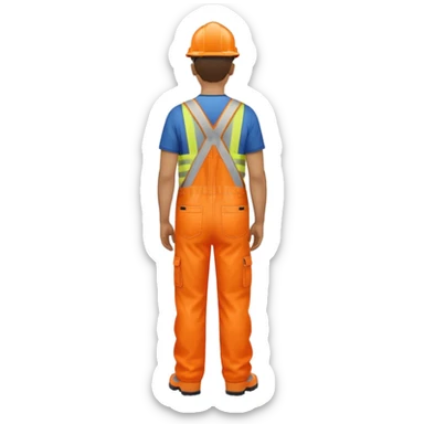 man in orange hi-vis overalls facing away sticker