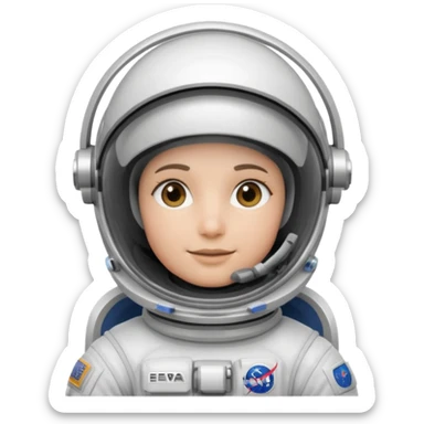Astronaut in white EVA suit with silver visor helmet sticker