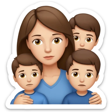 Exhausted Light brunette beautiful mom with 3 sons sticker