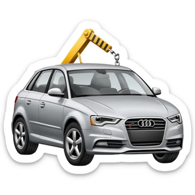 emoji of a car audi a3 being towed sticker