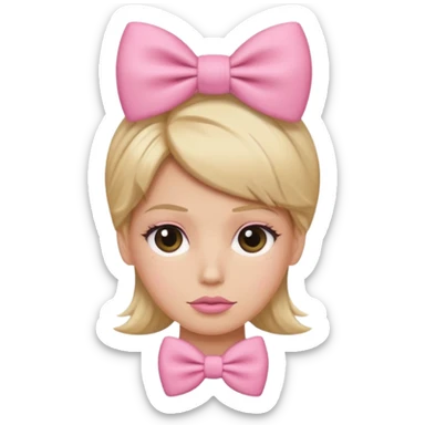 person with distinctive hairstyle resembling Donald Trump, wearing a pink bow sticker