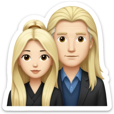 Tall white Asian blonde boyfriend with long-haired black hair, Asian girlfriend sticker