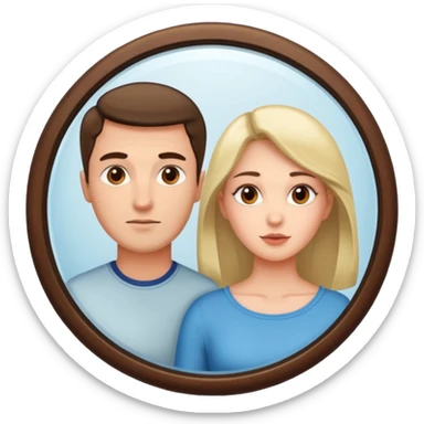 Woman in front. Man in mirror. The man and the woman look similiar. They are directly looking at each other sticker