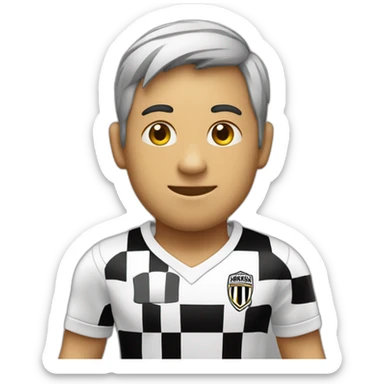 Um menino com a camisa de Futebol listrada em preto e branco sem escudo sticker