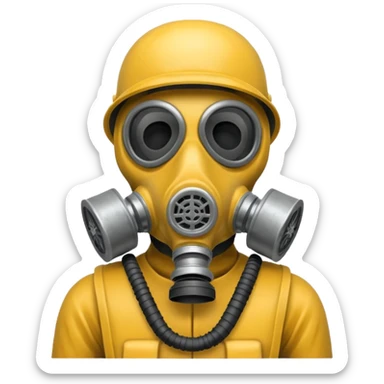 Skeleton wearing a gas mask sticker