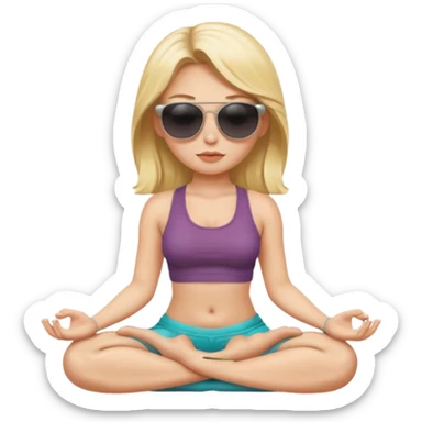 blonde white girl baddie emoji meditating, apple style, with sunglasses sticker