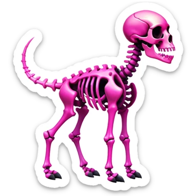 A black and pink gradient epic shiny cool edgy skeletal animal, full body sticker