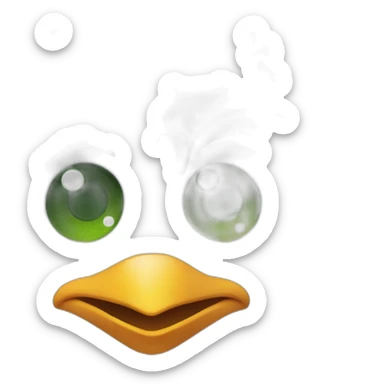 penguin head with green mowhawk and sliced spa beauty cucumbers on his eyes sticker