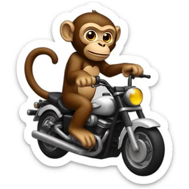 brown monkey with tattoo riding motorcycle sticker