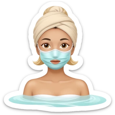 Lady with face mask spa beauty full face relaxing sticker