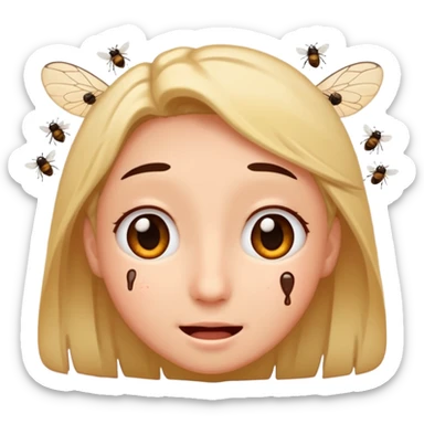 😊🥺 these emojis but with flies around it and its happy sticker