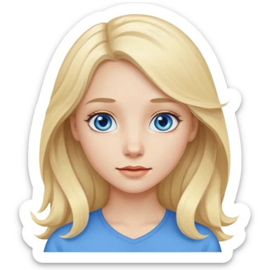 A pale girl with blue eyes and blonde and long slightly wavy hair  sticker