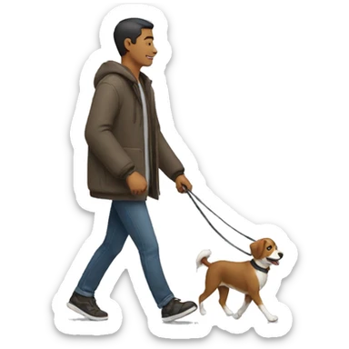 A man walking hes dog sticker