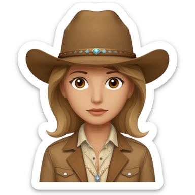 Ennis Del Mar from Brokeback Mountain with brown eyes, dark blonde hair, ivory shirt, brown jacket and cowboy hat sticker