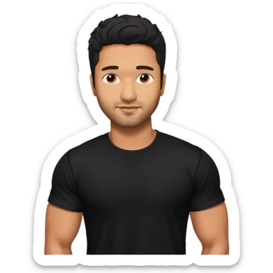 ipretty bratz emoji of vicky kaushal wearing a black tee, muscular sticker
