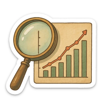 ghibli style magnifying glass and graph sticker