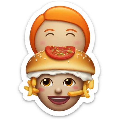 A pregnant clown with an orange side part haircut eating a big mac and fries  sticker