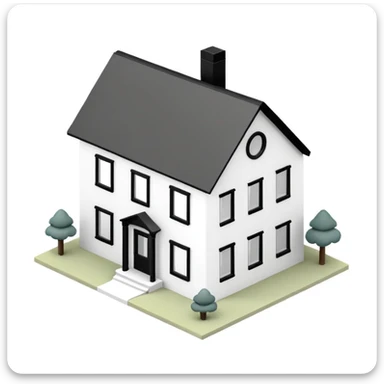 white with black trim modern farmhouse 3d isometric dollhouse sticker