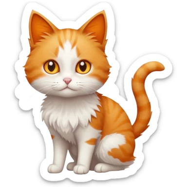 full body of tiny + skinny ginger and white cat with deep orange eyes sticker