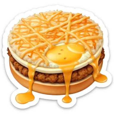 breaded meat with onion and cheese on top sticker