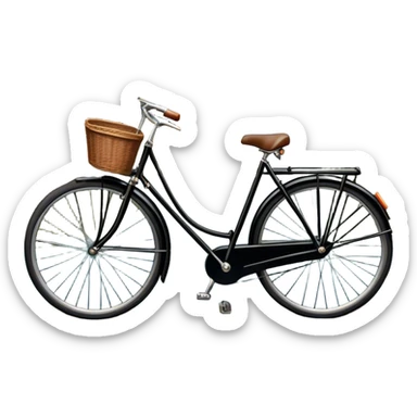 Cinematic Realistic image of a classic Dutch bicycle, rendered with sleek design details and finely textured components, set against an urban canal scene with soft, diffused daylight sticker