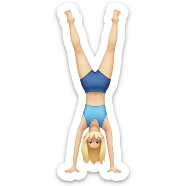 blonde girl doing a handstand  sticker