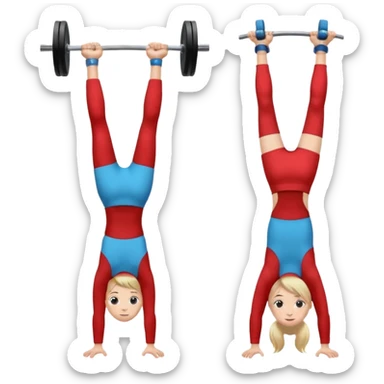 A boy doing a handstand and a girl lifting weights sticker