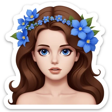 Lana del rey like the born to die music video with blue flowers in her hair sticker