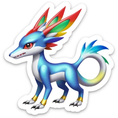 Shiny Colorful Sergal-Meloetta-Latias-Koraidon-Peppercat-Wargreymon-Protogen-Pokémon-Digimon-Fakémon-fusion-hybrid-creature sticker