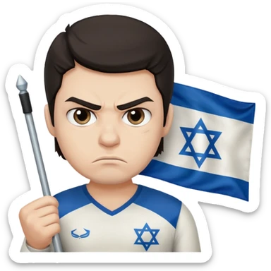 İsrail Bayrak tutan ve çok kızgın bakan adam sevmemiş gibi sticker