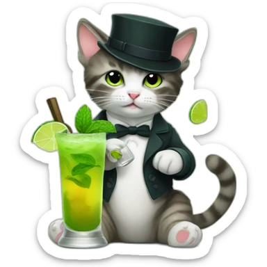 baby sherlock holmes cat drinking mojito sticker