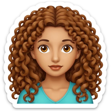 Mujer piel canela y pelo rizado largo  sticker