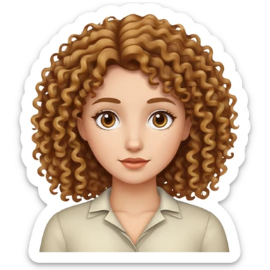 Piel blanca mujer de pelo castaño con las puntas rubias y pelo rizado  sticker