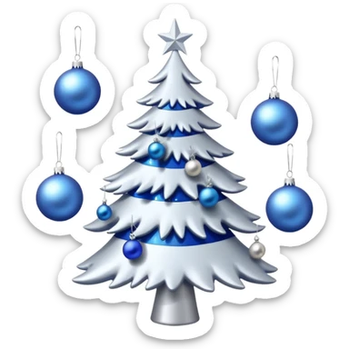 White christmas tree with blue and silver decoration sticker