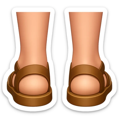 Backview of feet in light brown biblical sandals, in emoji style with transparent background. sticker