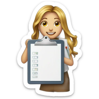 handygirl clipboard data chart graph mail sticker
