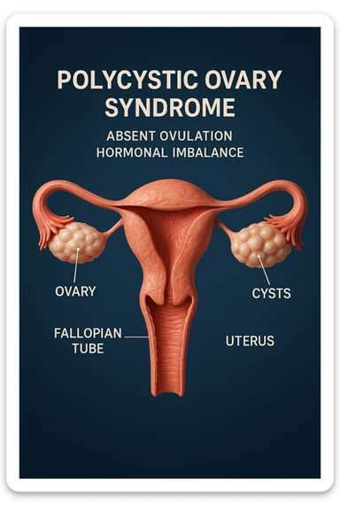 Ovulazione assente  in 3D immagine medica donna pcos sticker