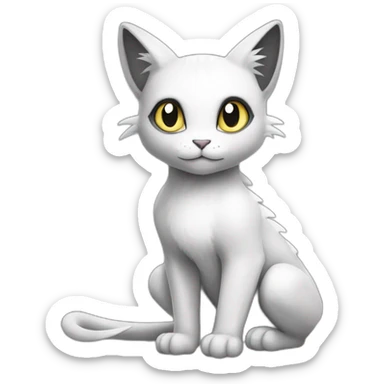 Sitting-Black-and-White-cat-dragon-type-pokemon sticker