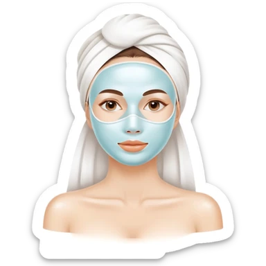 Pretty Lady with face cream white mask spa beauty full face relaxing sticker