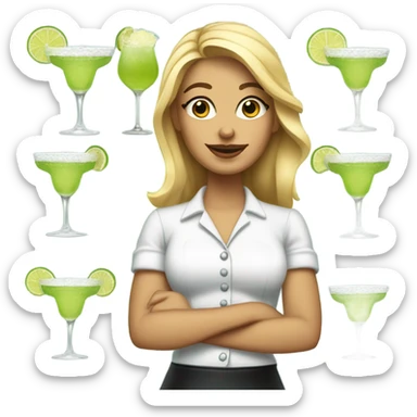 Blonde waitress with margaritas sticker
