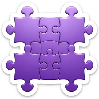Create an icon of a puzzle for "Featured Projects" on a dark background #22223B. Show multiple puzzle pieces connected together, with one piece slightly separated or highlighted as the final piece. The puzzle pieces should be shades of purple that harmonize with the background. sticker