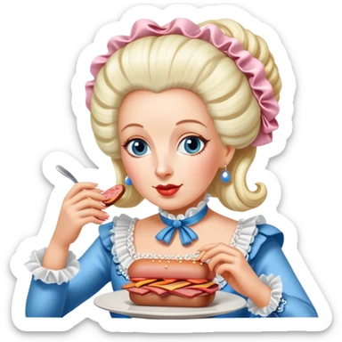 marie antoinette eating spam meat at cafe sticker