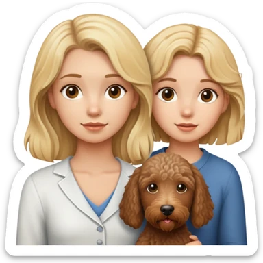 blonde girl with brown labradoodle  sticker