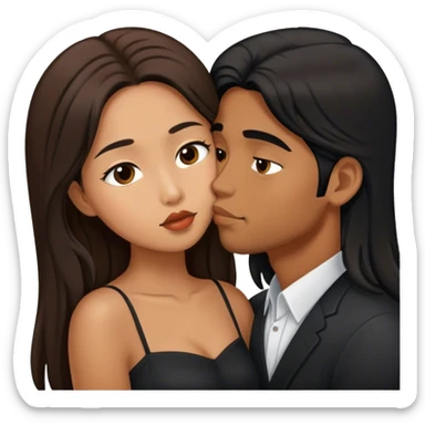 Caramel brown Guy with long black hair kissing brown hair Filipina sticker