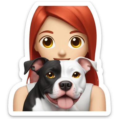 Black and white pitbull with red head girl owner sticker