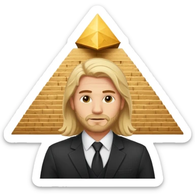 male blond long hair agent with short beard in egypt with pyramid. bit more fat sticker