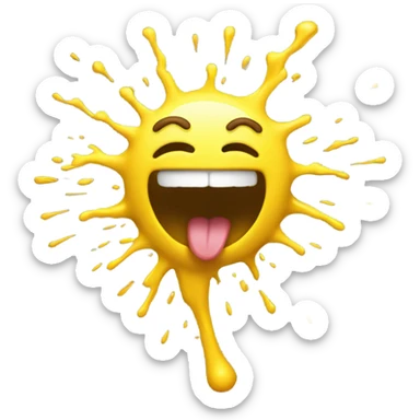 Smiling face mixed eith puking face but instead of puke its a yellow blast of sir thats kinda saggy sticker