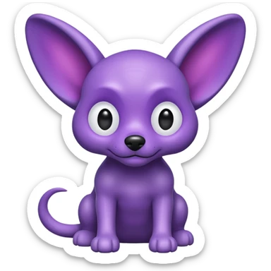 alien dog purple very big folded ear sticker