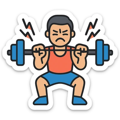 a sportsman is making a great effort lifting weights experiensing the pain sticker