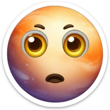 planet Mercury with a cartoon hypnotic face with big kind eyes sticker